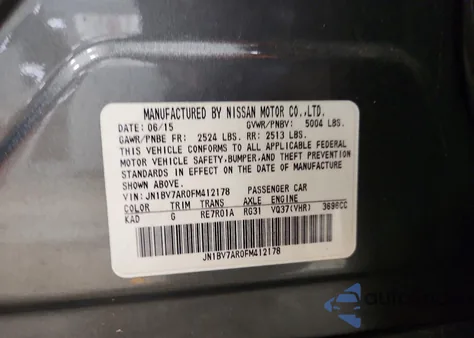 2015 Infiniti Q50 Base z USA, uszkodzony, nr VIN JN1BV7AR0FM412178